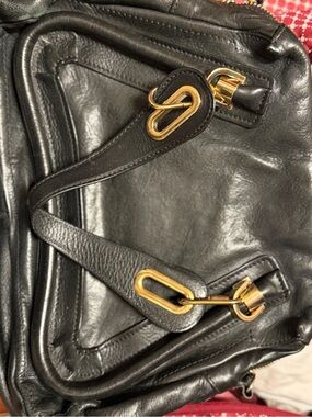 Chloe ParatyBlack Leather Handbag with Gold shoulder strap Classic Discontinued